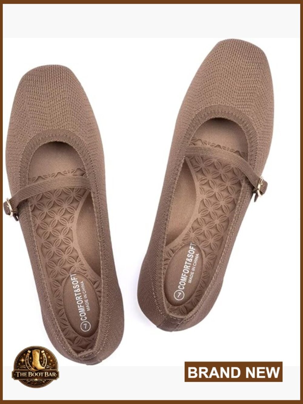 Slip On Knit Mary Jane Flats Square Toe Ankle Strap Comfort Work Shoes